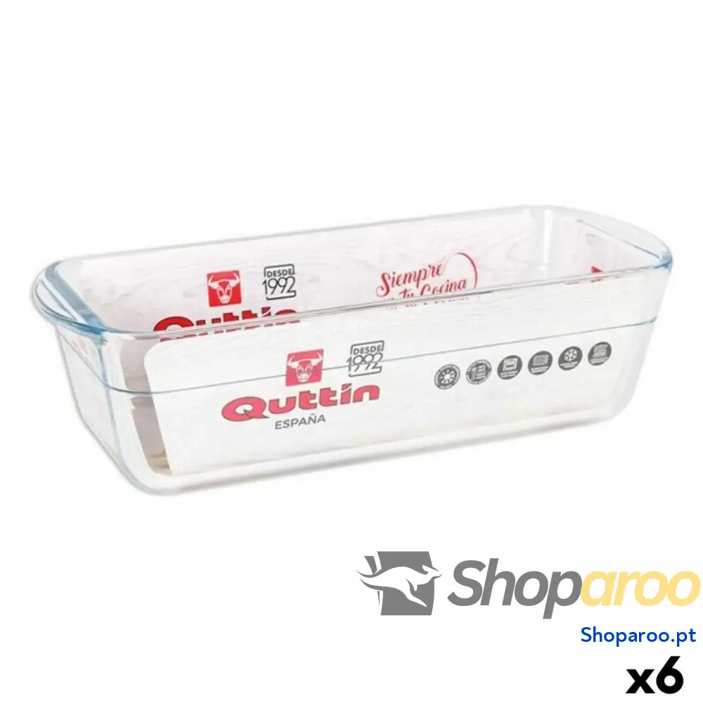 Molde Retangular Quttin 63079 1,7 L Vidro 28,2 x 11,6 7,7 cm (6 Unidades)