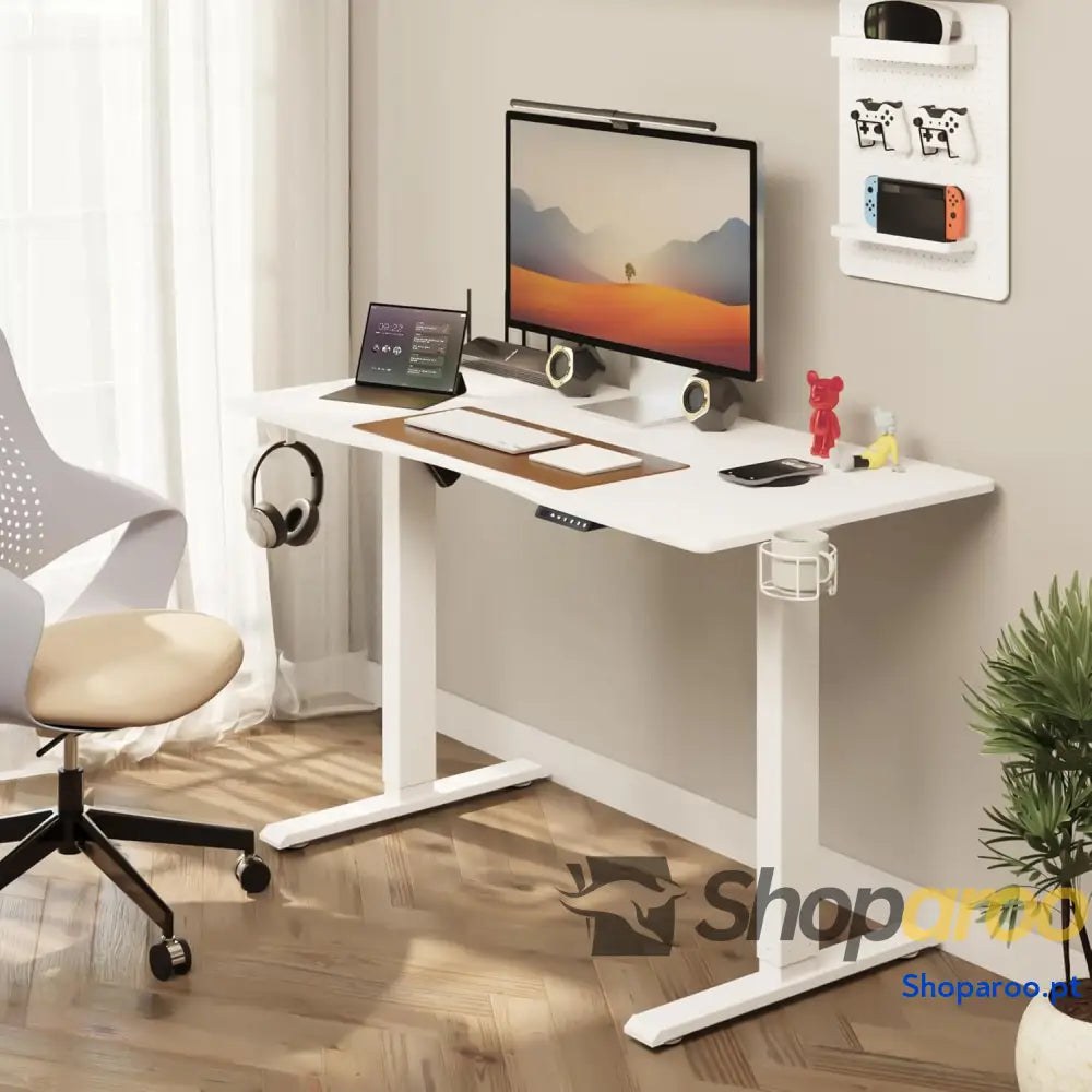 Mondeer Secretária sentada em pé mesa elétrica regulável altura 120 x 60 cm com painel de controlo funções memórias