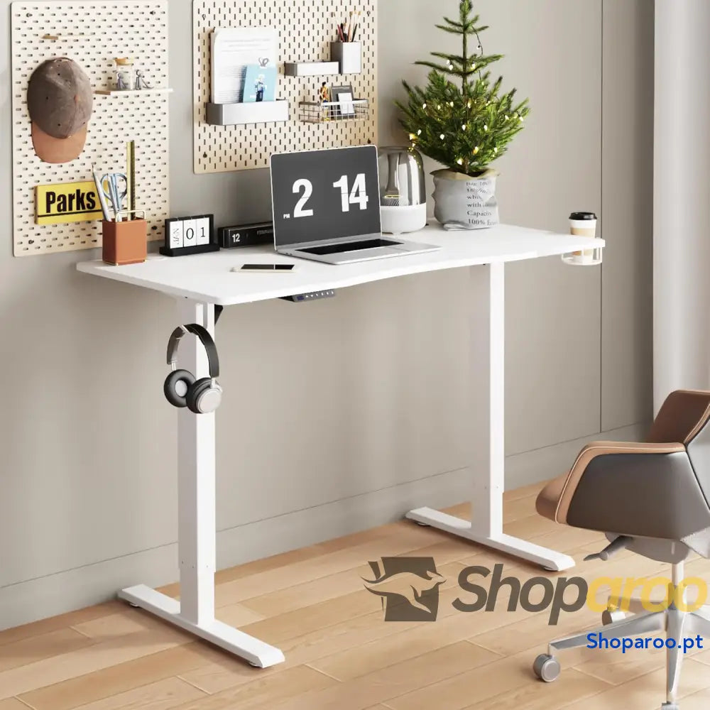 Mondeer Secretária sentada em pé mesa elétrica regulável altura 120 x 60 cm com painel de controlo funções memórias