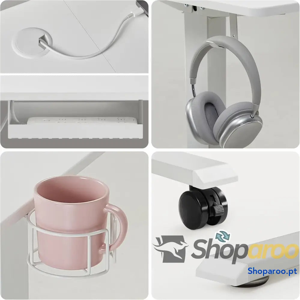 Mondeer Secretária sentada em pé mesa elétrica regulável altura 120 x 60 cm com painel de controlo funções memórias
