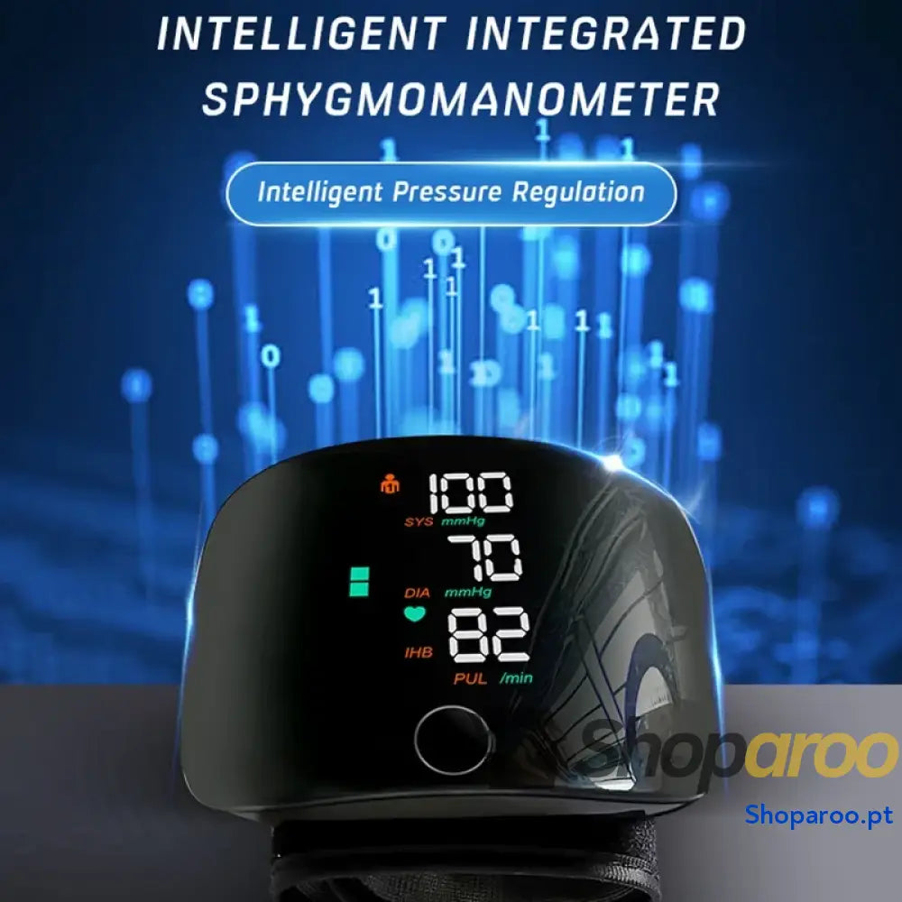 Monitor de pressão arterial pulso LED recarregável com voz em inglês