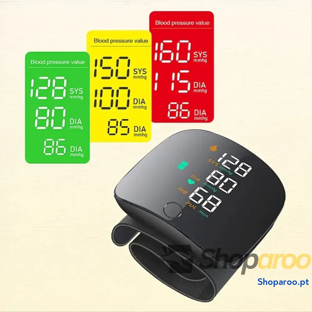 Monitor de pressão arterial pulso LED recarregável com voz em inglês