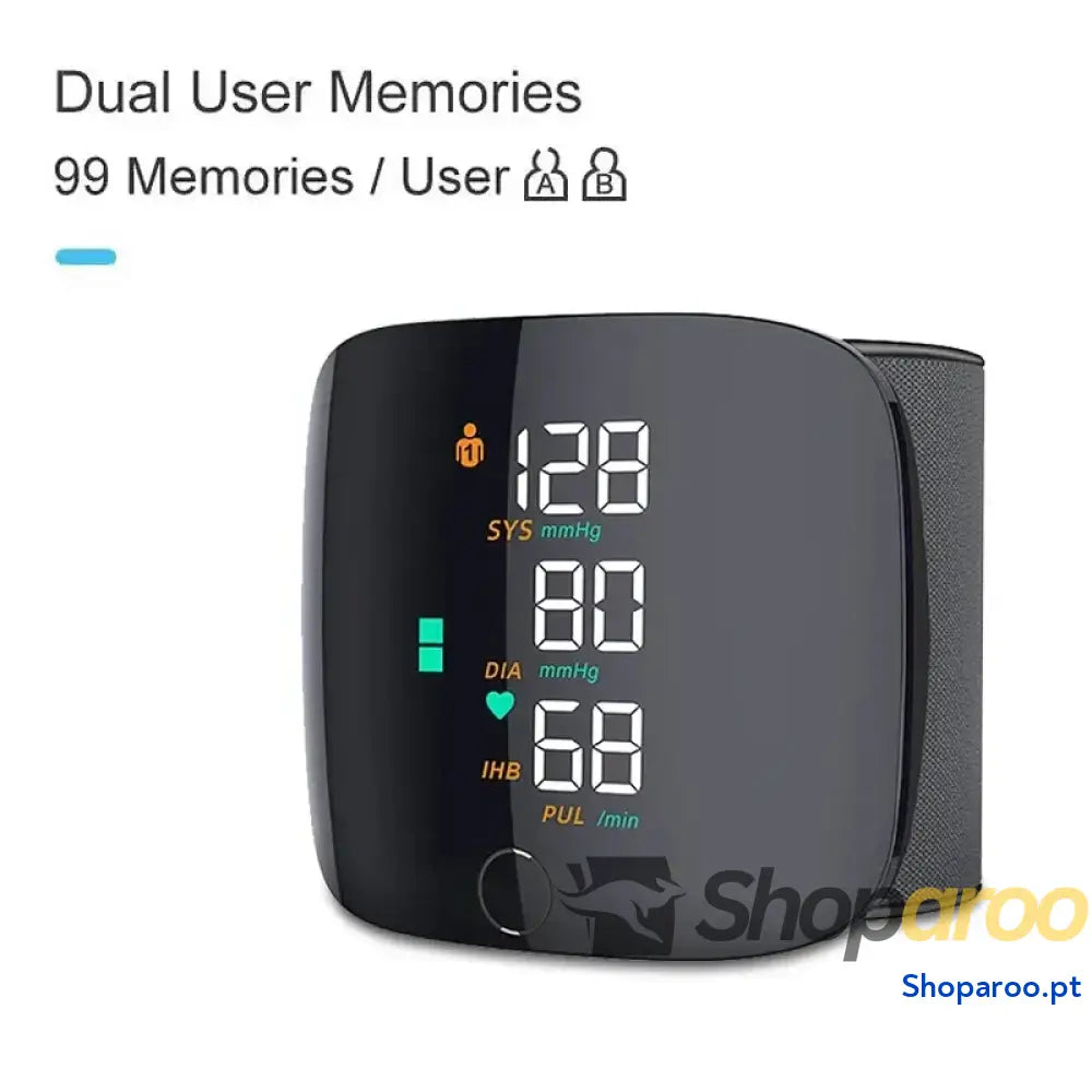 Monitor de pressão arterial pulso LED recarregável com voz em inglês