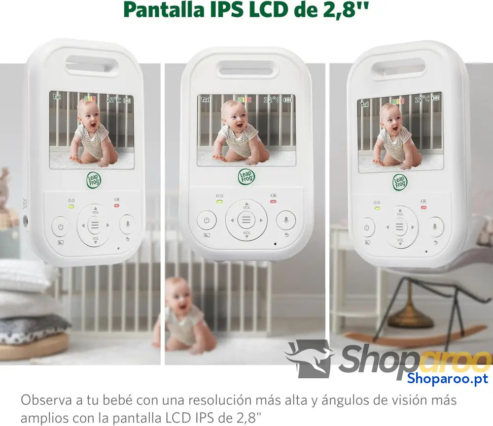 Monitor para bebés LeapFrog LF2423 com câmara luz noturna de vigilância inteligente 2600 mAh ecrã IPS 2,8 polegadas
