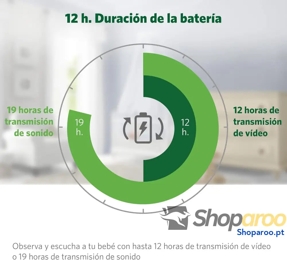 Monitor para bebés LeapFrog LF2423 com câmara luz noturna de vigilância inteligente 2600 mAh ecrã IPS 2,8 polegadas