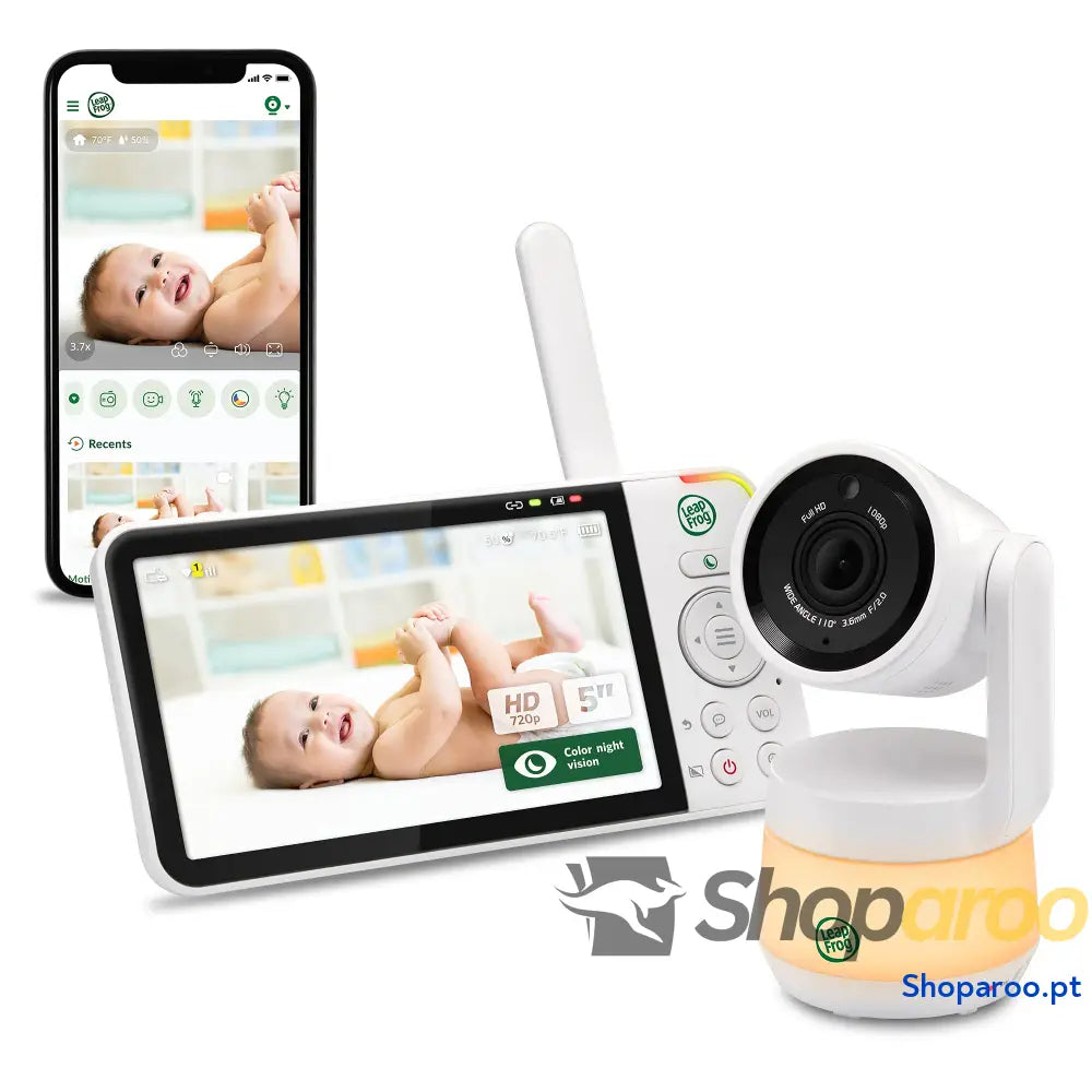 Monitor para bebés LeapFrog LF2423 com câmara luz noturna de vigilância inteligente 2600 mAh ecrã IPS 2,8 polegadas
