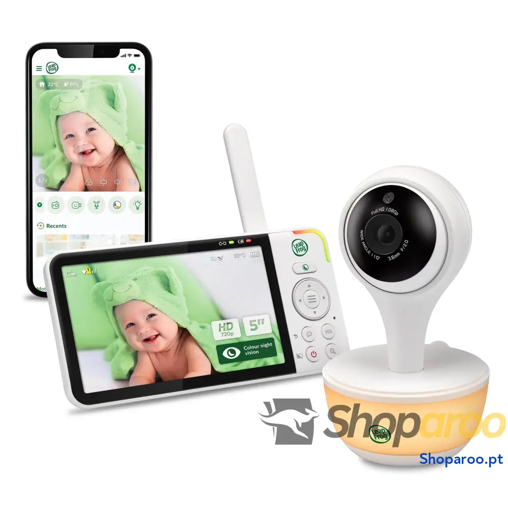 Monitor para bebés LeapFrog LF2423 com câmara luz noturna de vigilância inteligente 2600 mAh ecrã IPS 2,8 polegadas
