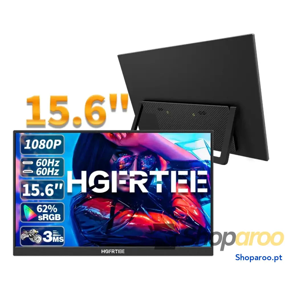 Monitor portátil HGFRTEE 15,6 polegadas FHD IPS para jogos