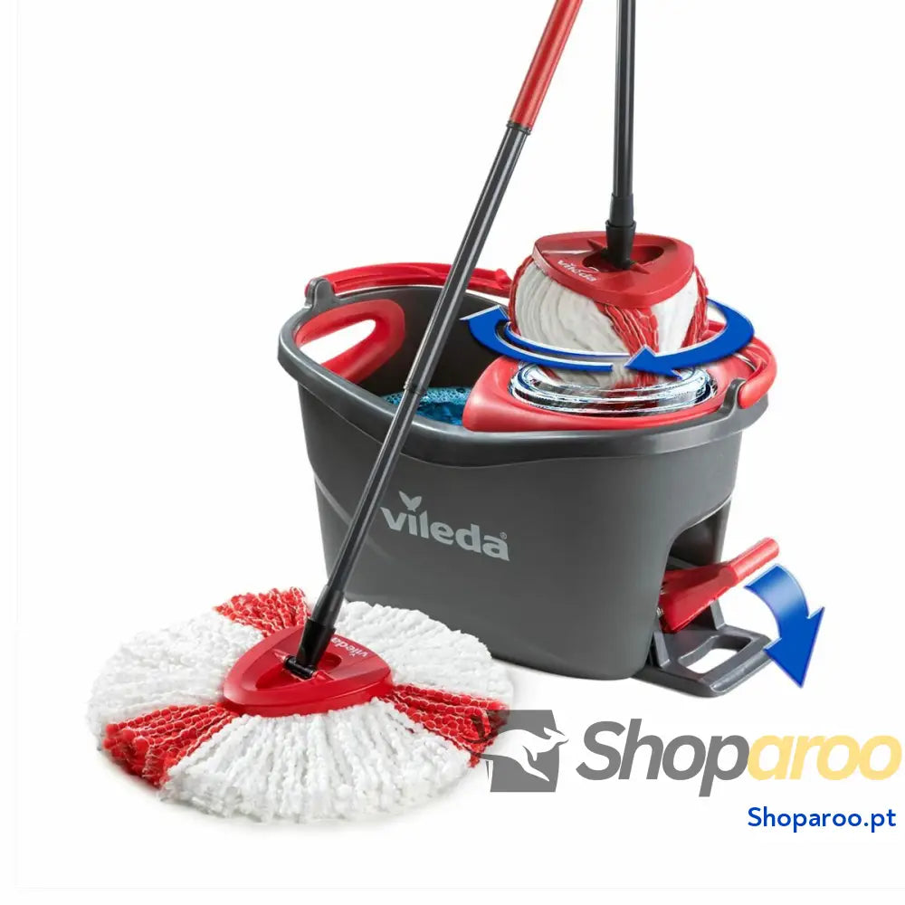 Mop with Bucket Vileda mop en steel Supermocio 3Action Branco Vermelho Microfibras