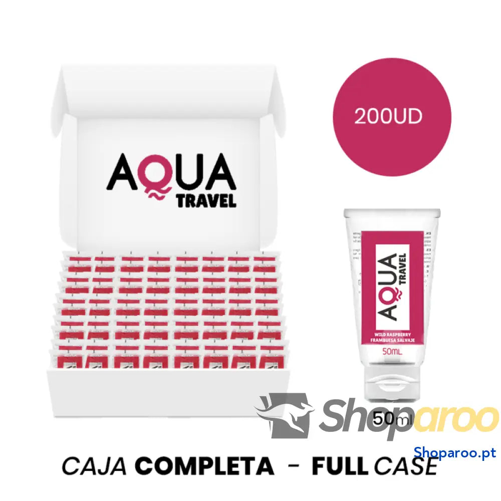 MOQ 200 AQUA TRAVEL LUBRIFICANTE À BASE DE ÁGUA SABOR FRAMBOESA SELVAGEM 50 ML