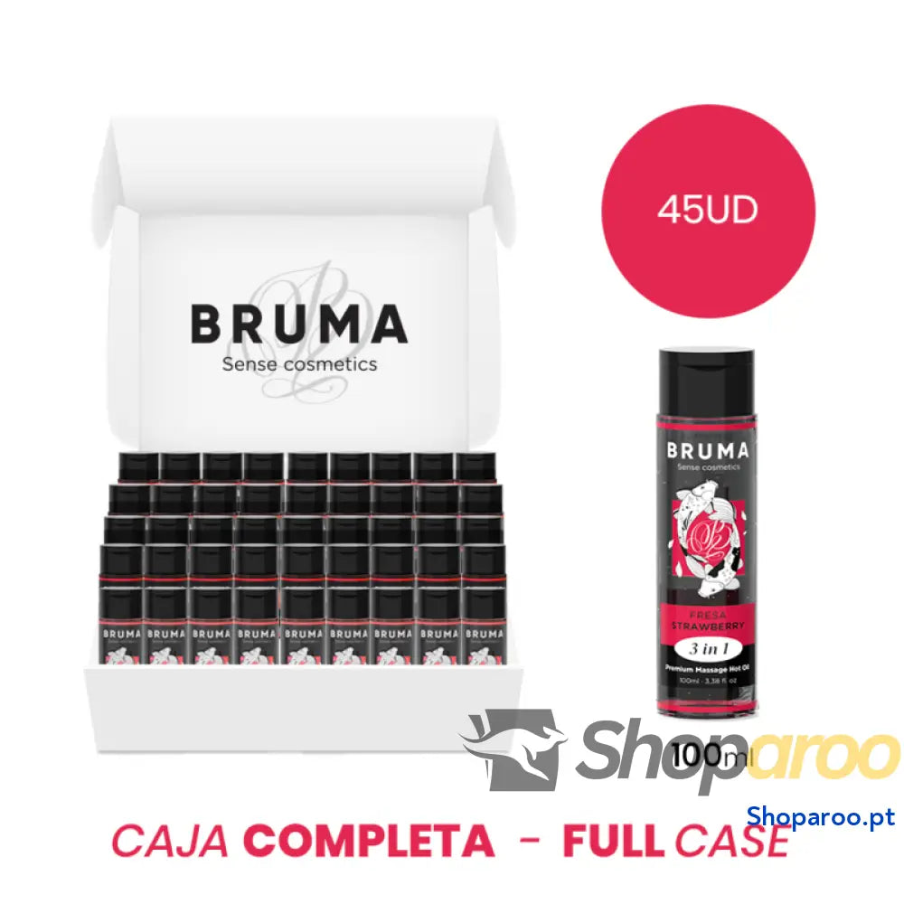MOQ 45 - BRUMA ÓLEO DE MASSAGEM PREMIUM EFEITO CALOR SABOR MORANGO 3 EM 1 - 100 ML