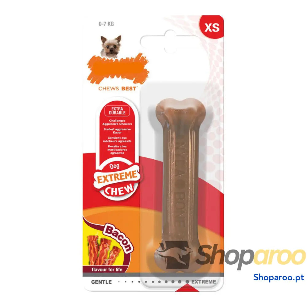 Mordedor para cão Nylabone Dura Chew Bacon Nylon Tamanho XS