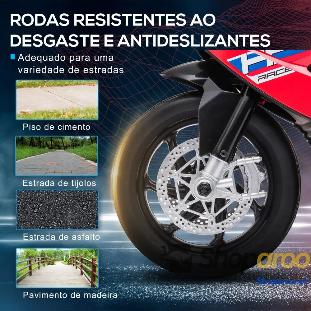 Mota Elétrica BMW HP4 pcom Música USB Velocidade 2,5km/h Avance e Retrocesso 82,5x42x54cm Vermelha