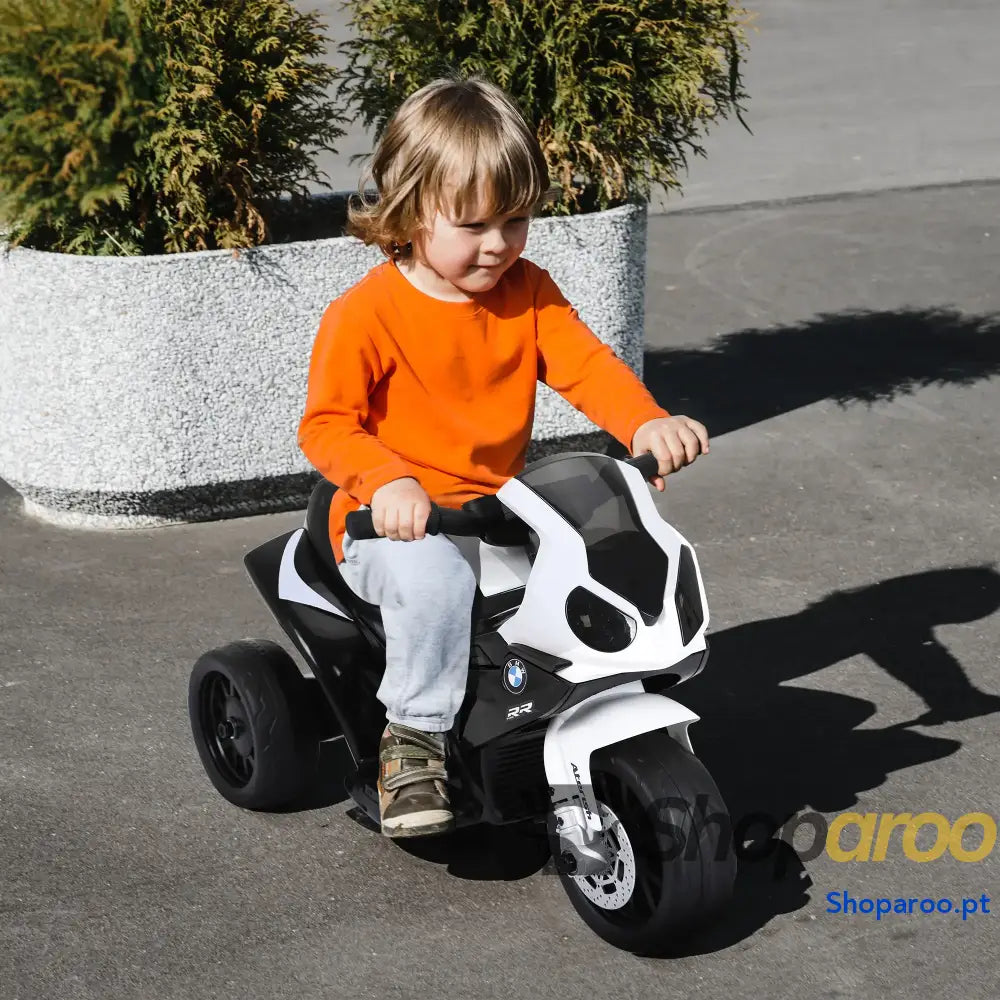 Mota Elétrica BMW para Crianças entre 18-36 Meses 6V com Faróis Música e Velocidade Máx. de 2,5 km/h 66x37x44 cm Preto