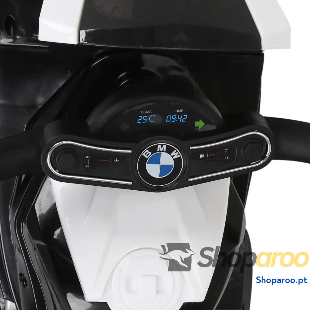 Mota Elétrica BMW para Crianças entre 18-36 Meses 6V com Faróis Música e Velocidade Máx. de 2,5 km/h 66x37x44 cm Preto