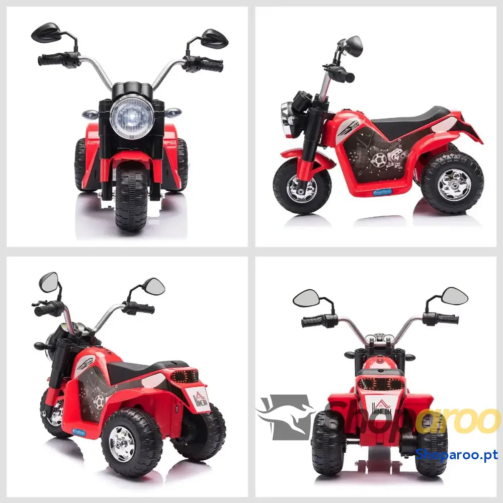 Motocicleta Elétrica Infantil com 3 Rodas Triciclo a Bateria 6V para Crianças de 18 36 Meses Farol Buzina 72x57x56cm