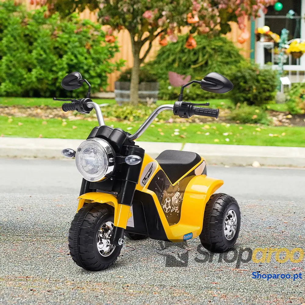 Motocicleta Elétrica Infantil com 3 Rodas Triciclo a Bateria 6V para Crianças de 18 36 Meses Farol Buzina 72x57x56cm