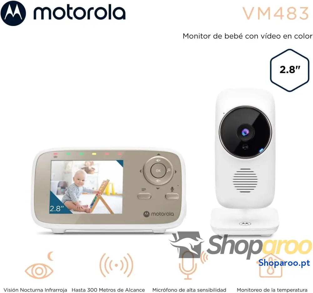 Motorola Nursery VM483 Videomonitores para bebés unidade pais de 2,8 polegadas infravermelhos zoom digital função Talk