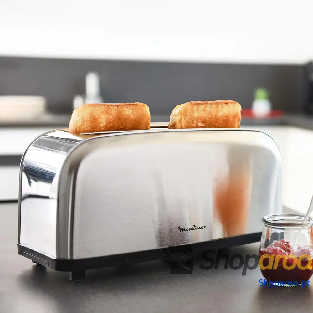 Moulinex Classic LS330D Torradeira de aço inoxidável 2 ranhuras longas e largas 1400 W 6 posições torrada função Stop