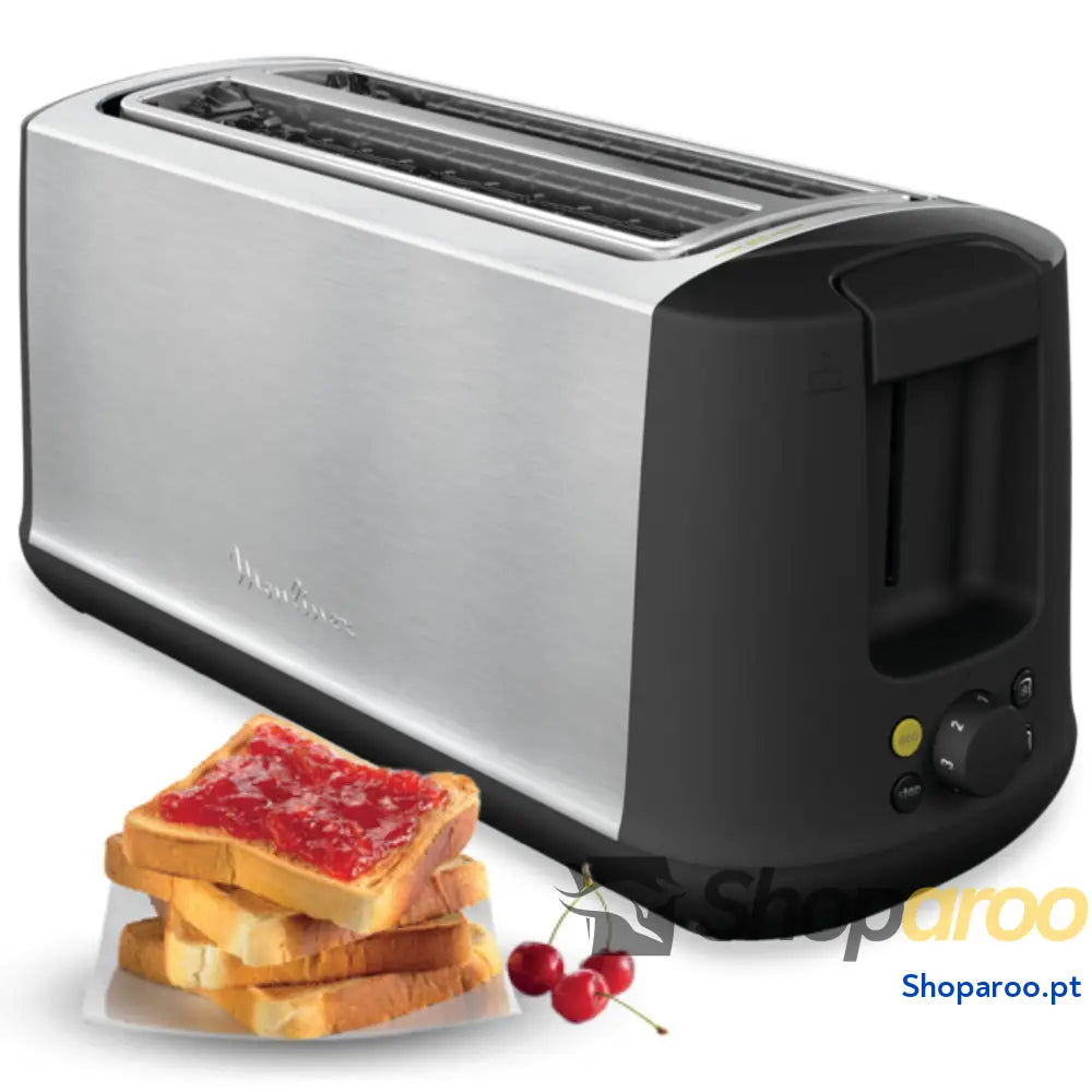 Moulinex Classic LS330D Torradeira de aço inoxidável 2 ranhuras longas e largas 1400 W 6 posições torrada função Stop