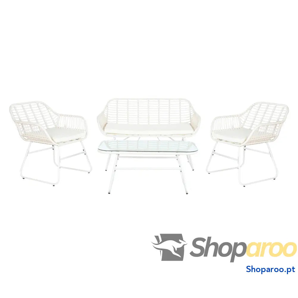 Móveis de jardim DKD Home Decor Branco 124 x 74 x 84 cm (4 Peças)