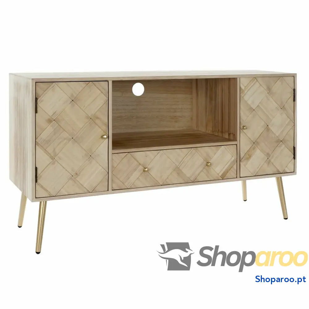 Móvel de TV DKD Home Decor 118 x 40 x 65 cm Metal Marrom claro Madeira de paulónia Pinheiro