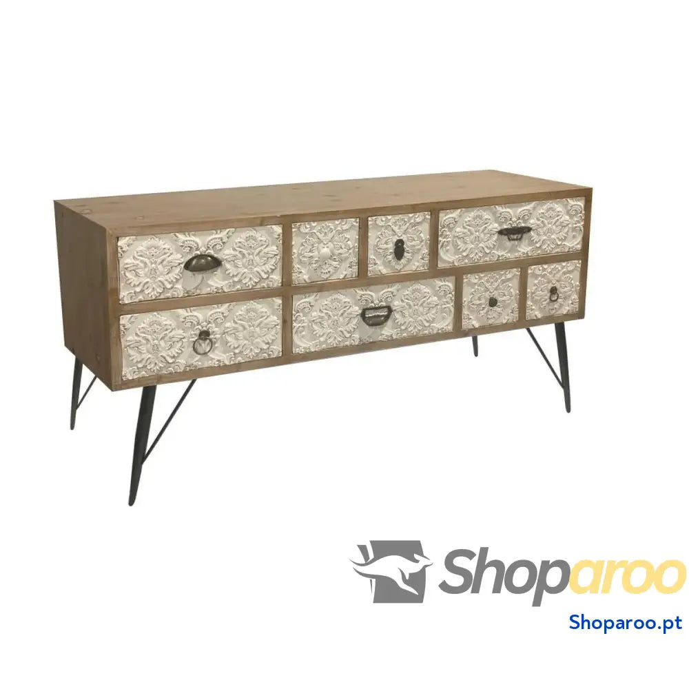 Móvel de TV DKD Home Decor 120 x 40 x 61 cm Abeto Natural Metal Branco
