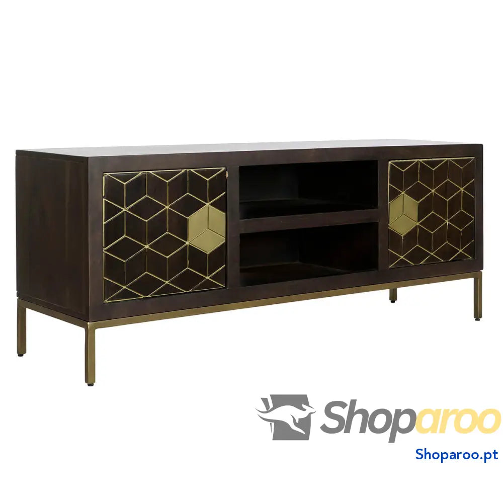 Móvel de TV DKD Home Decor 140 x 40 x 55 cm Preto Metal Acácia