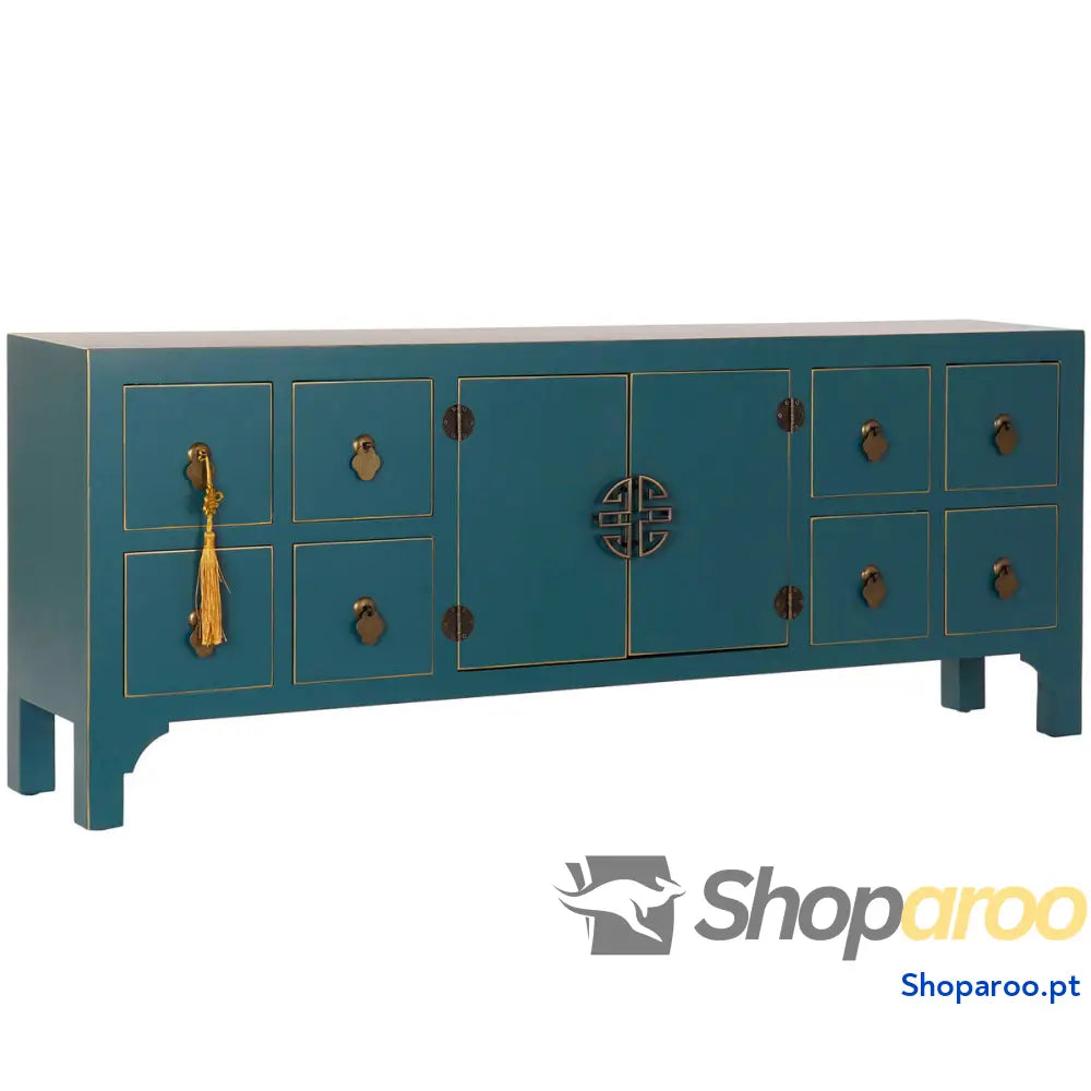Móvel de TV DKD Home Decor Abeto Azul escuro Madeira MDF 130 x 24 x 51 cm