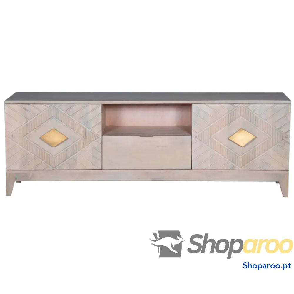 Móvel de TV DKD Home Decor Bege Metal Madeira de mangueira 175 x 40 x 60 cm