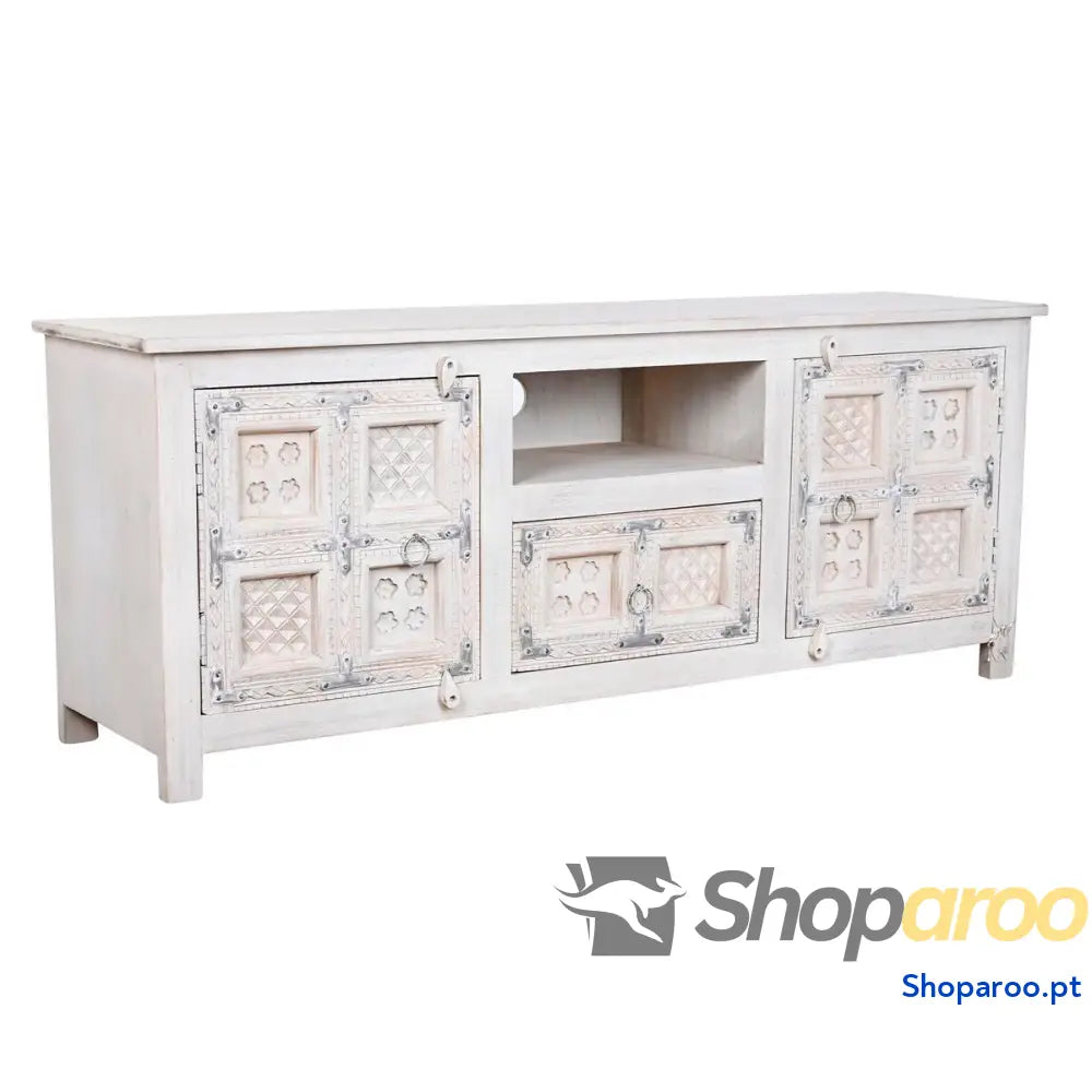 Móvel de TV DKD Home Decor Branco Madeira Madeira de mangueira 151 x 40 x 60 cm