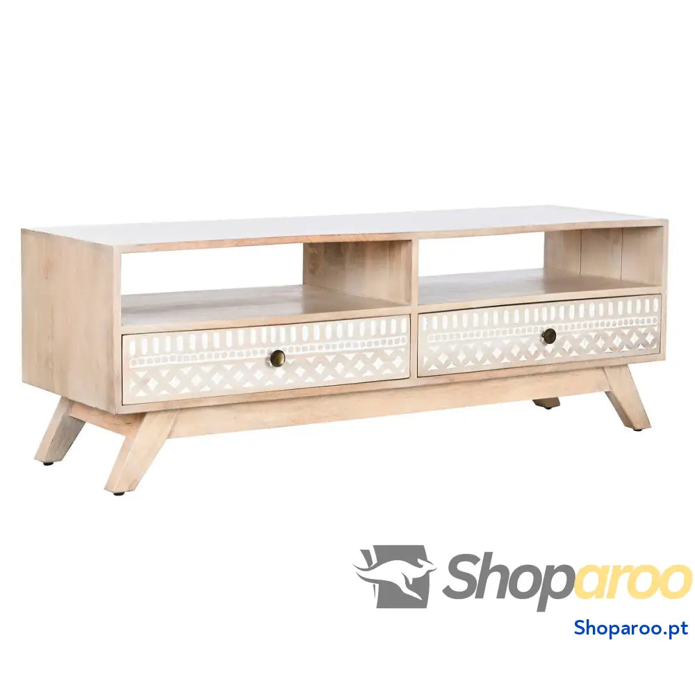 Móvel de TV DKD Home Decor Branco Natural Madeira de mangueira 130 x 40 x 45 cm
