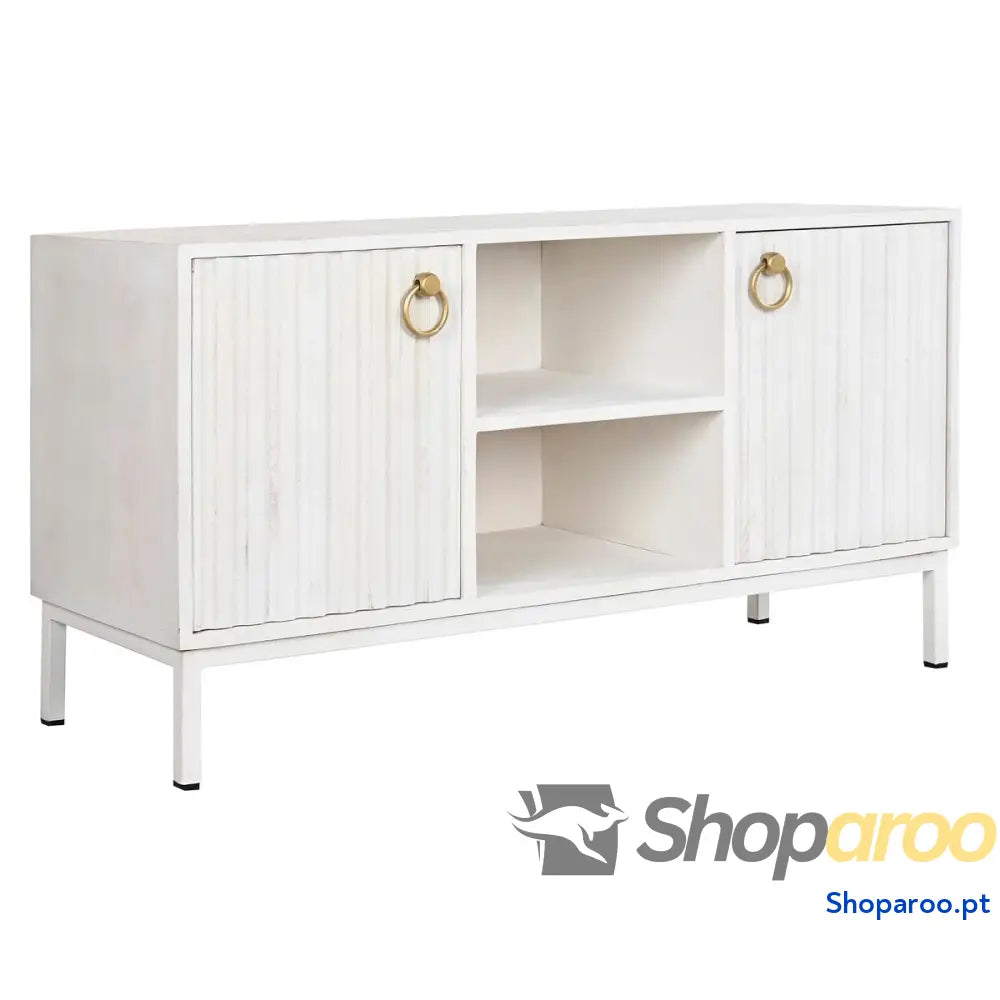 Móvel de TV DKD Home Decor Dourado Metal Branco Madeira de mangueira 120 x 40 x 60 cm