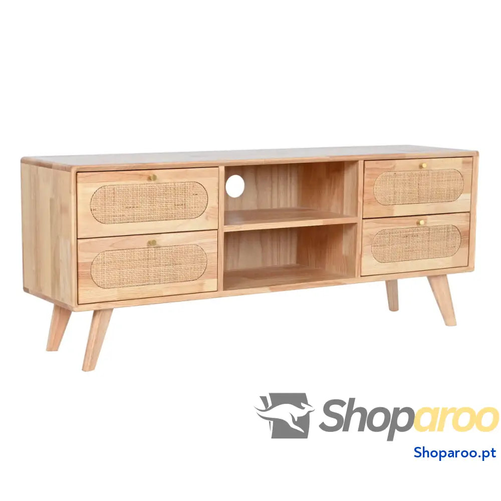 Móvel de TV DKD Home Decor Natural Metal Madeira da borracha 120 x 30 x 48 cm