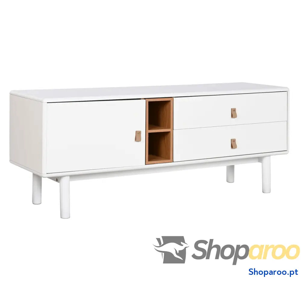 Móvel de TV Home ESPRIT Branco Natural Polipropileno Madeira MDF 140 x 40 x 55 cm
