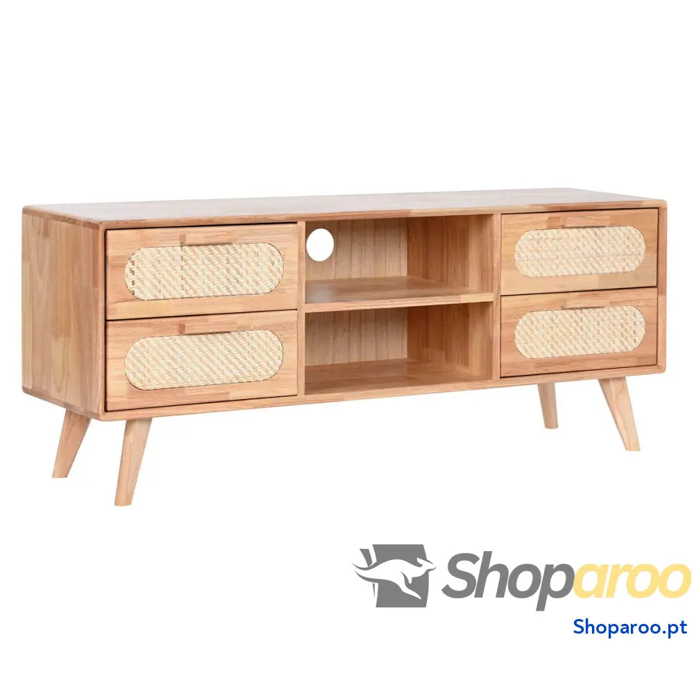 Móvel de TV Home ESPRIT Natural Metal Madeira da borracha 120 x 30 x 48 cm