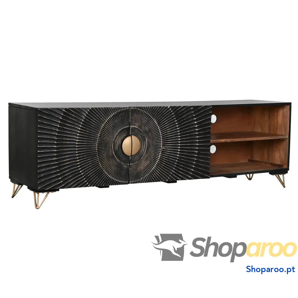 Móvel de TV Home ESPRIT Preto Metal Madeira de mangueira 160 x 40 x 50 cm