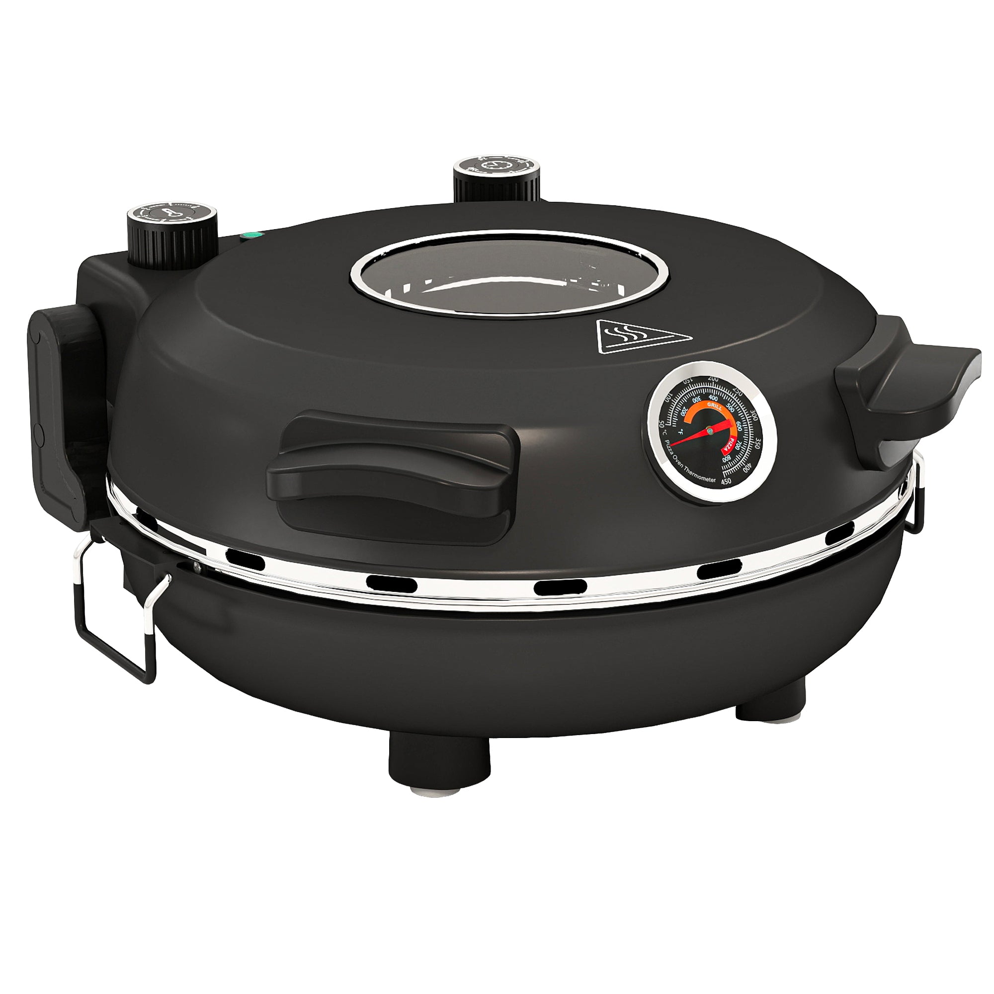 Forno para Pizza 1200W Forno Pizza Eléctrico com Temporizador 15 min Temperatura até 430℃ 34,5x35x16,5 cm Preto