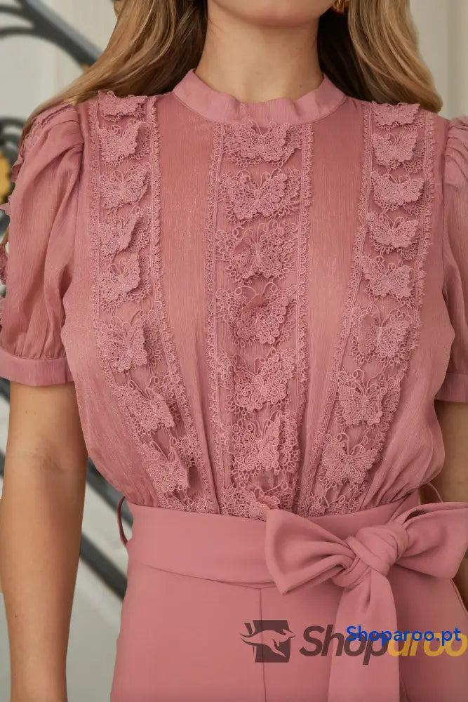 Multi Butterfly Sheer Pattern Jumpsuit