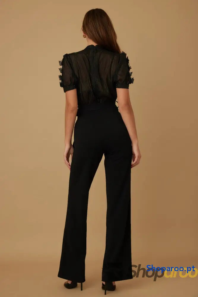 Multi Butterfly Sheer Pattern Jumpsuit