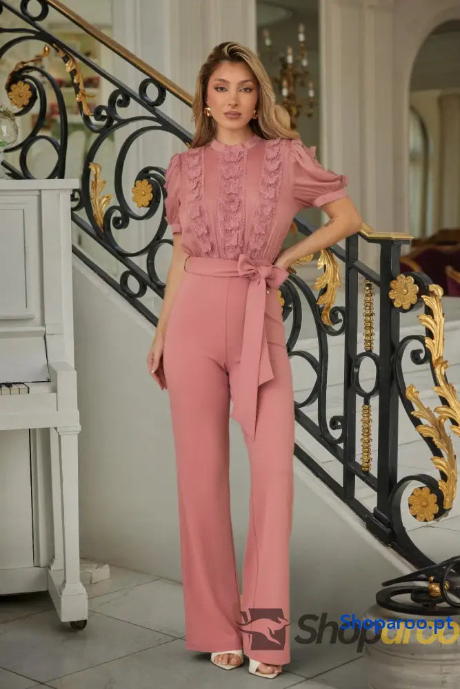 Multi Butterfly Sheer Pattern Jumpsuit