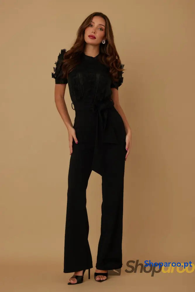 Multi Butterfly Sheer Pattern Jumpsuit