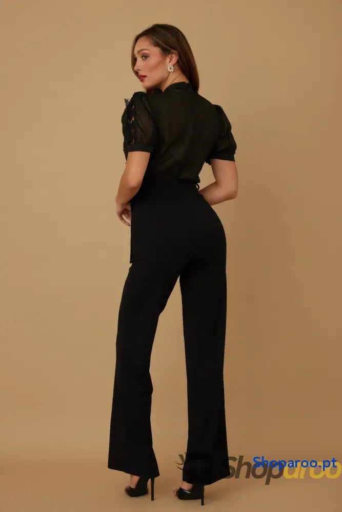 Multi Butterfly Sheer Pattern Jumpsuit