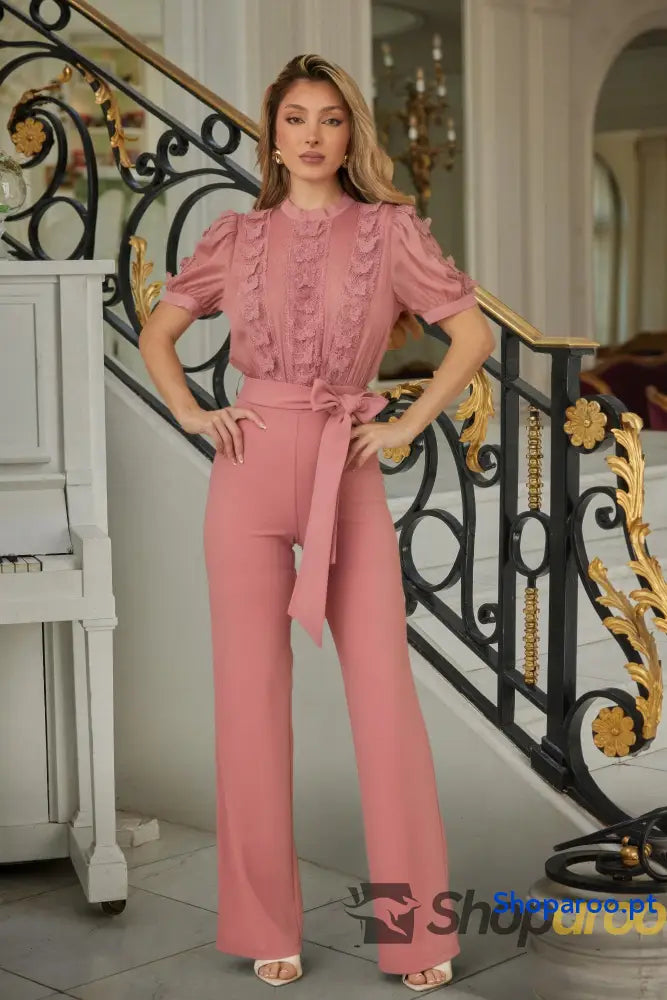 Multi Butterfly Sheer Pattern Jumpsuit