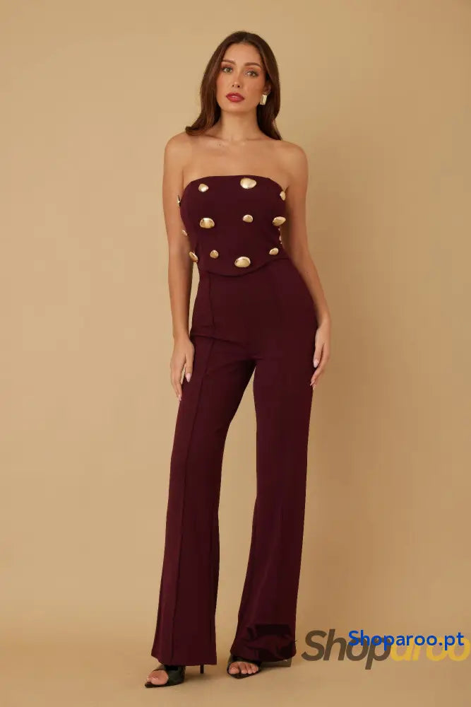 Multi Flat Mirror Stone Jumpsuit