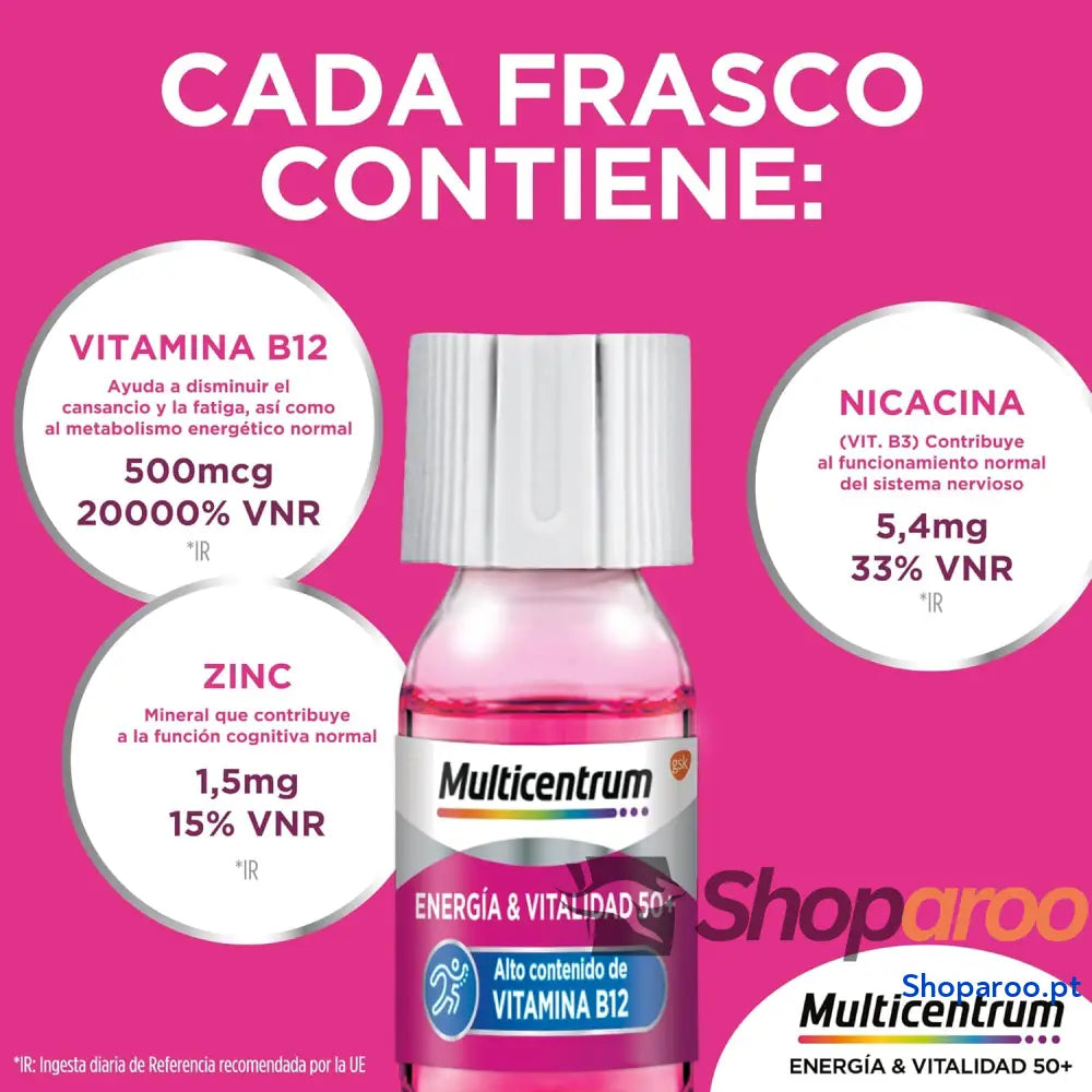 Multicentrum Energia 50+ líquido com vitamina B12 para metabolismo energético normal