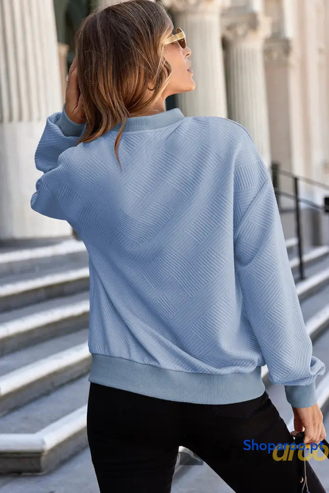 Myosotis Solid Textured Stand Neck Zipper Bomber Jacket