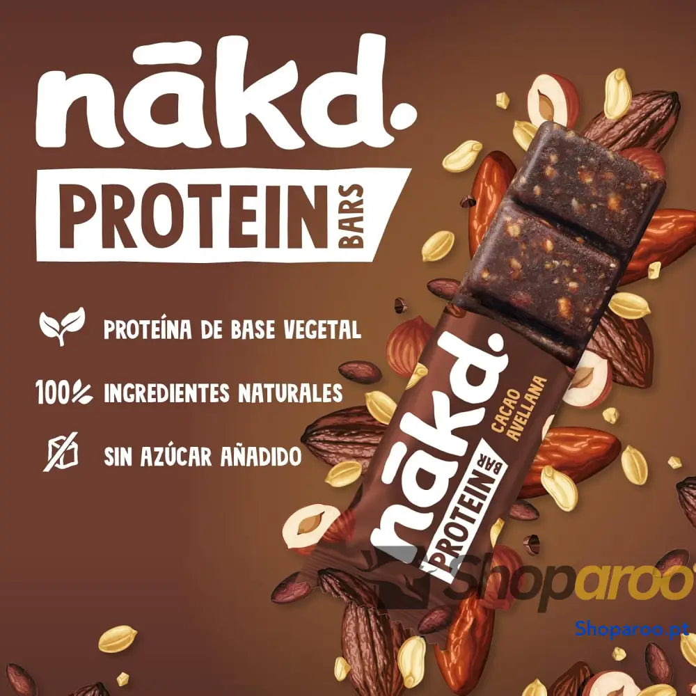 Barras protetoras Nākd Protein Cacau Avelã veganas com certificação kosher