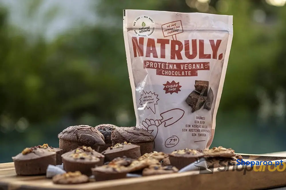 NATRULY Proteína Vegana BIO Chocolate 81% 100% Natural Sem Açúcar Glúten Lactose Soja 350g
