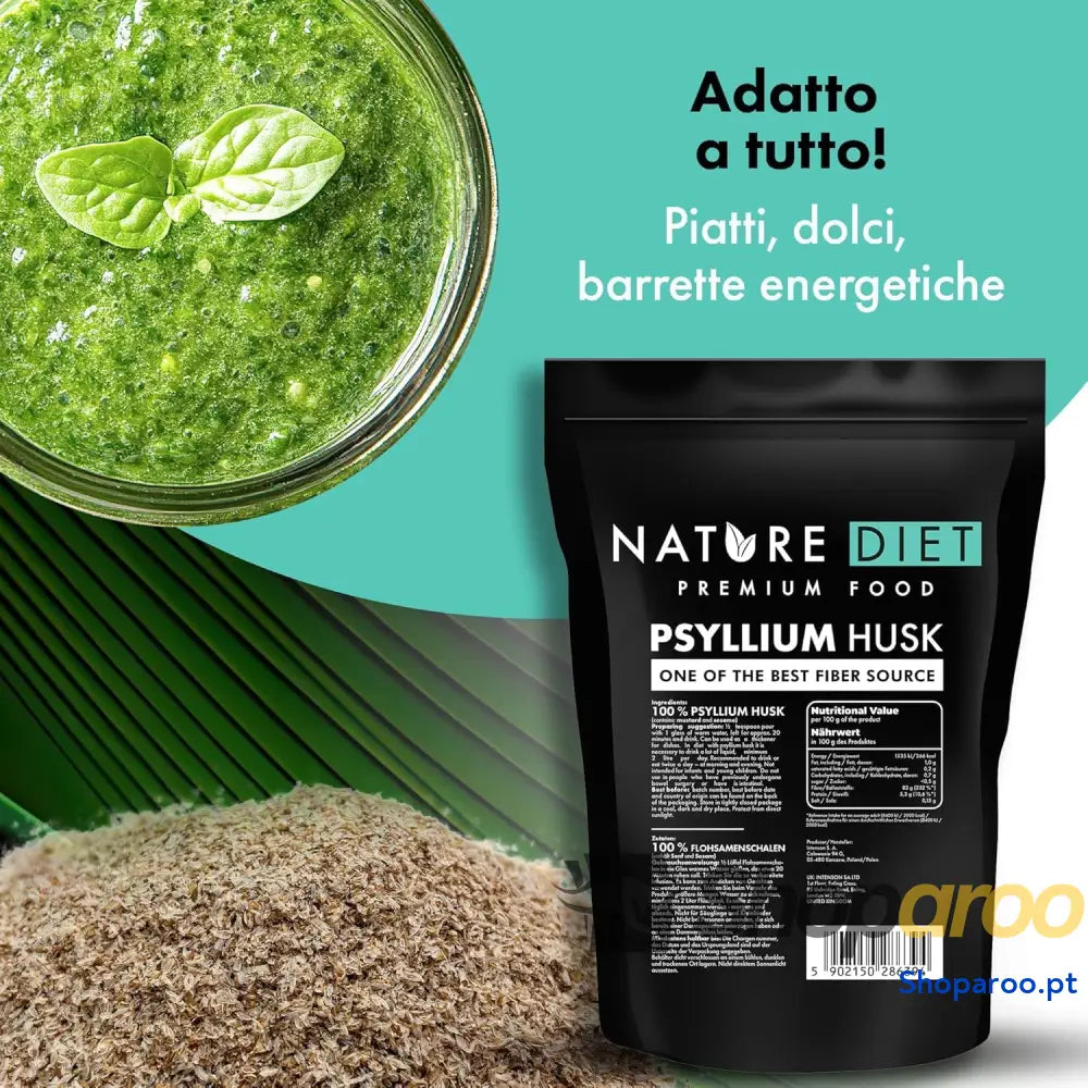 Nature Diet Casca de Psyllium 450 g | Alto em fibra vegano sem glúten e lactose para dieta Keto & Low Carb ideal